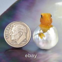 GIANT South Sea Pearl Baroque Mother-of-Pearl Dinosaur Carving undrilled 6.75 g