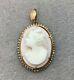 George L Paine Co 10k Left Facing Carved Angel Skin Cameo Pendant With Seed Pearls