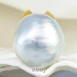 HUGE South Sea Pearl Baroque Golden Mother-of-Pearl Cat Carving undrilled 4.02g