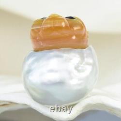 HUGE South Sea Pearl Baroque Golden Mother-of-Pearl Cat Carving undrilled 4.02g