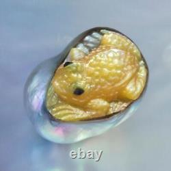 HUGE South Sea Pearl Baroque Golden Mother-of-Pearl Frog Carving undrilled 4.65g