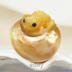 HUGE South Sea Pearl Baroque Golden Mother-of-Pearl Frog Carving undrilled 4.68g