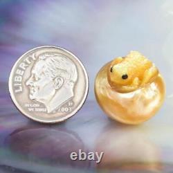 HUGE South Sea Pearl Baroque Golden Mother-of-Pearl Frog Carving undrilled 4.68g
