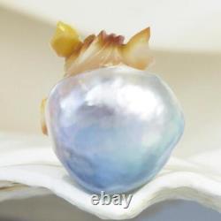 HUGE South Sea Pearl Baroque Golden Mother-of-Pearl Horse Carving undrilled 2.9g