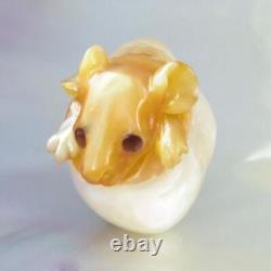 HUGE South Sea Pearl Baroque Golden Mother-of-Pearl Rat Carving undrilled 3.51g