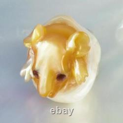 HUGE South Sea Pearl Baroque Golden Mother-of-Pearl Rat Carving undrilled 3.51g