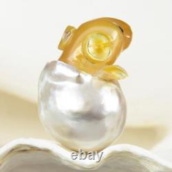 HUGE South Sea Pearl Baroque Golden Mother-of-Pearl Rat Carving undrilled 7.25 g