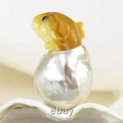 HUGE South Sea Pearl Baroque Golden Mother-of-Pearl Rat Carving undrilled 7.25 g