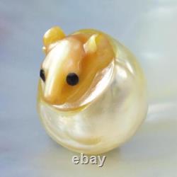 HUGE South Sea Pearl Baroque Golden Mother-of-Pearl Rat Carving undrilled 7.26g