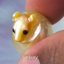 HUGE South Sea Pearl Baroque Golden Mother-of-Pearl Rat Carving undrilled 7.26g