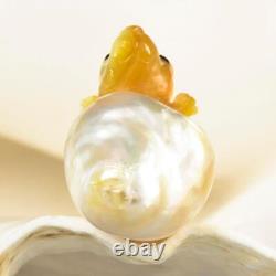 HUGE South Sea Pearl Baroque Golden Mother-of-Pearl Rat Carving undrilled 9.54 g