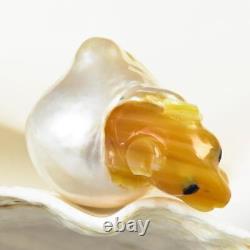 HUGE South Sea Pearl Baroque Golden Mother-of-Pearl Rat Carving undrilled 9.83 g