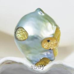 HUGE South Sea Pearl Baroque Golden Mother-of-Pearl Snake Carving undrilled 4.0g
