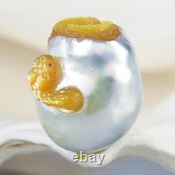 HUGE South Sea Pearl Baroque Golden Mother-of-Pearl Snake Carving undrilled 4.5g