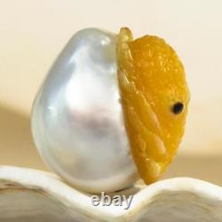 HUGE South Sea Pearl Baroque & Mother-of-Pearl Octopus Carving undrilled 3.99 g
