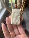 Hand-carved Hetian White(rare Color)jade Dragon Pendant Beads Chain Necklace