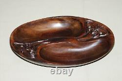 Hand Carved In New Zealand Wood Carved Ltd Mother Of Pearl Eyes Trinket Bowl