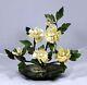 Hand Carved Jade & Mother Of Pearl Flowering Plant Beautiful 7 Flowers