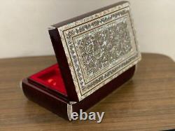 Handmade Wooden Jewelry Box Wood Trinket Storage Wood Box Mother of Pearl Inlay