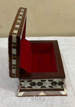Handmade Wooden Jewelry Box Wood Trinket Storage Wood Box Mother of Pearl Inlay