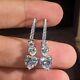 Heart Cut Simulated Diamond Woman's Drop Dangle Earring In 14k White Gold Plated