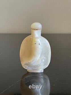 Impressive Vintage Chinese Carved Mother of Pearl Snuff Bottle