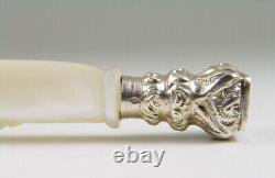 LOVELY 1800's Carved Mother of Pearl & French Silver Wax Seal / Stamp