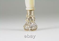 LOVELY 1800's Carved Mother of Pearl & French Silver Wax Seal / Stamp