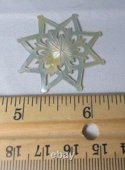 MOTHER of PEARL 2 SNOWFLAKE WINDERS hand carved Original ANTIQUE c1800's
