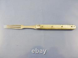 Mother Of Pearl Carved Folding Travel Fork Sterling Tines By London 1800-1820