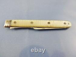 Mother Of Pearl Carved Folding Travel Fork Sterling Tines By London 1800-1820