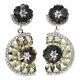 Mother Of Pearl Carved, Un Tourmaline & Cubic Zirconia Earrings 925 Silver