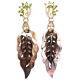 Mother Of Pearl Leaf-carved, Peridot & Cubic-zirconia Earrings 925silver