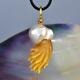 Nautilus Pendant South Sea Pearl Carved Mother-of-pearl Sterling Diamond 10.13 G