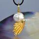 Nautilus Pendant South Sea Pearl With Mother-of-pearl Carving & Emerald 9.88 G