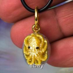 Octopus Pendant South Sea Pearl Carved Mother-of-Pearl & Vermeil Sterling 4.79 g