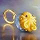 Octopus Pendant South Sea Pearl Carved Mother-of-pearl & Vermeil Sterling 5.21 G