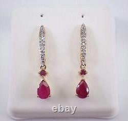 Pear Cut Simulated Pink Ruby Women's Drop Dangle Earring 14K Yellow Gold Plated