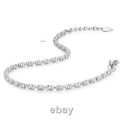 Pure Platinum 950 Chain Women Lucky 2mm Carved Oval Beads Link Bracelet 3.9-4.1g