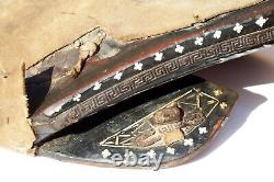Qing Chinese/Tibet Saddle Carved Lacquered Wood Mother of Pearl Inlay