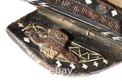 Qing Chinese/Tibet Saddle Carved Lacquered Wood Mother of Pearl Inlay