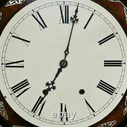 Rare Antique 8 Day Striking Inlaid Mother Of Pearl Rosewood Drop Dial Wall Clock