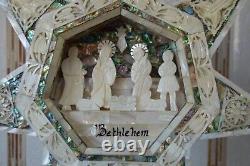 Rare Star of Bethlehem Nativity Mother Of Pearl Nativity Scene hand carved gift