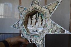 Rare Star of Bethlehem Nativity Mother Of Pearl Nativity Scene hand carved gift