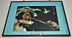 Rare Vntge 3D Asian/Chinese Art Shadow Box Carved/Inlaid Mother of Pearl