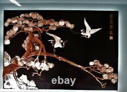 Rare Vntge 3D Asian/Chinese Art Shadow Box Carved/Inlaid Mother of Pearl