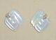 Solid 14k Gold Hand Carved Mother Of Pearl Diamond Earrings