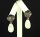Stephen Dweck Sterling Silver Carved Mother Of Pearl Dangle Clip Earrings