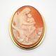 Shell Cameo Brooch Pendant Carved Mother And Child 18k Gold