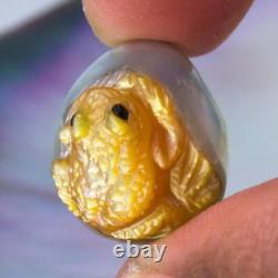South Sea Baroque Pearl & Carved Bronze-color Mother-of-Pearl Shell Frog 3.91 g